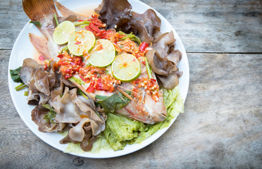 steamed fish in spicy sauce, Thai  style food