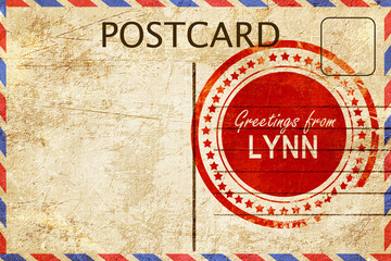 lynn stamp on a vintage, old postcard