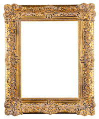 golden decorative frame isolated on white 