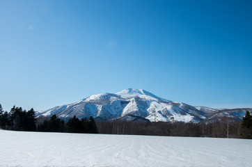 Fototapeta na wymiar 残雪の北海道のニセコアンヌプリ山