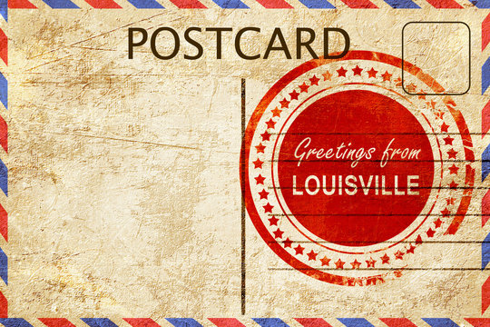 Louisville Stamp On A Vintage, Old Postcard