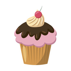 Cherry cupcake icon, cartoon style