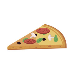 Pizza slice icon, cartoon style