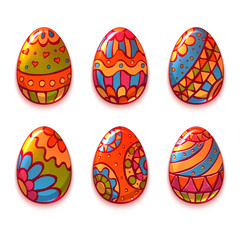 Vector set of cartoon color eggs for Easter. 