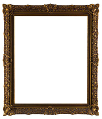 golden decorative frame for painting isolated on white 