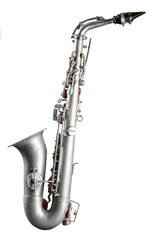silver saxophone isolated on white