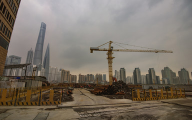 Fototapeta na wymiar Shanghai under construction