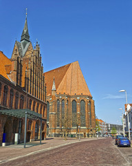 Street view on Church on Market place and Old Town Hall