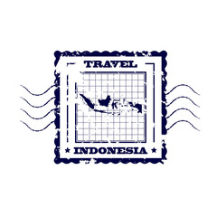 Rubber Stamp with Map of Indonesia,vector illustration