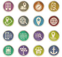 navigation ransport map icon set