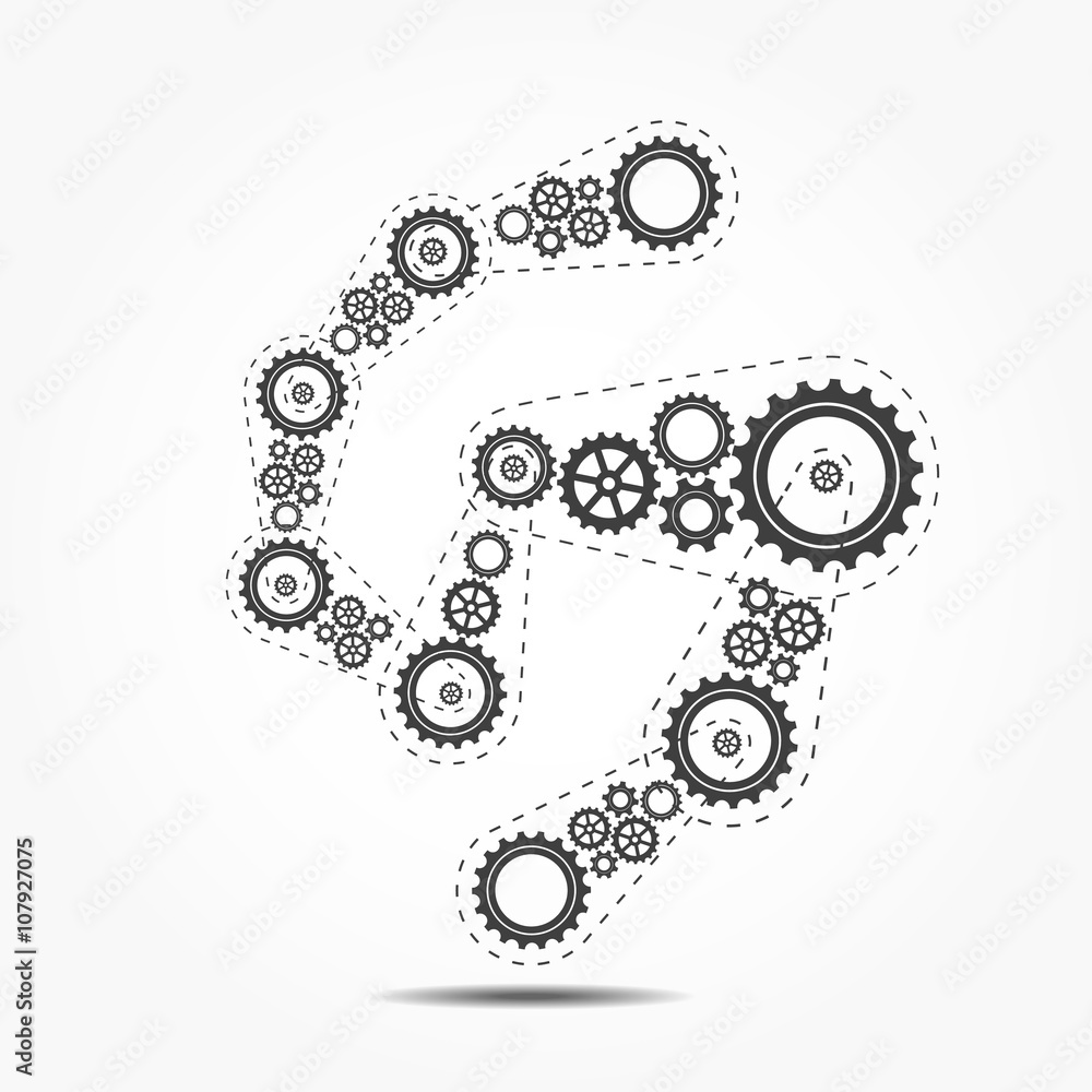 Aufkleber abstract vector cogs - gears on grey background