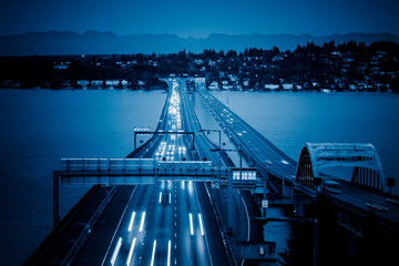 bridge traffic in night