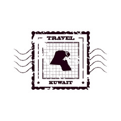 Rubber Stamp with Map of Kuwait,vector illustration