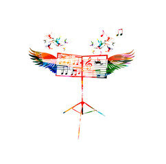 Colorful music stand with wings