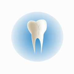 broken tooth on blue background, Vector illustration.