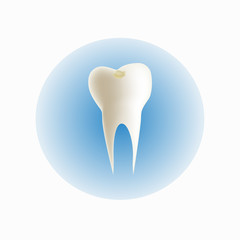 Fill teeth (Composite Resin, same Color) on blue background, Vector illustration.