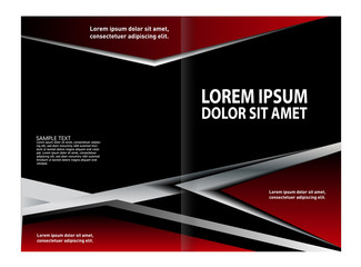 Vector empty bifold brochure print template design with red elements
