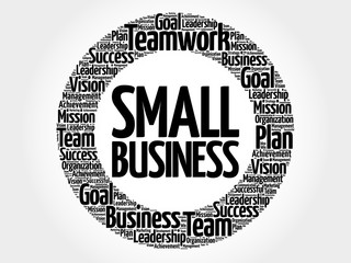 Small Business circle word cloud, business concept