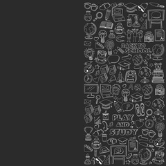 Back to School doodle set. Linear icons
