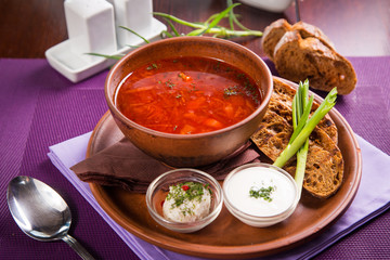 borsch with sour cream