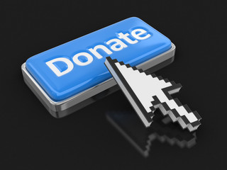 Cursor and button Donate. Image with clipping path