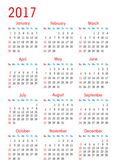 simple vector calendar 2017