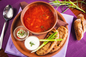 borsch with sour cream