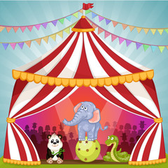 Circus tent with animals