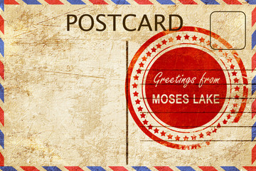 moses lake stamp on a vintage, old postcard