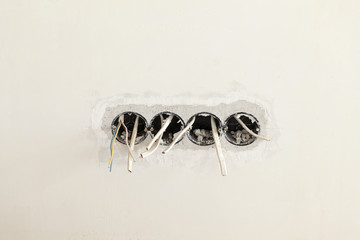 wiring outlet in the wall
