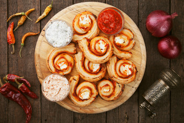 Puff pastry cheese rolls