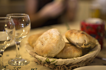 A rustic, country chic basket of freshly baked buttermilk biscui