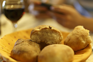 A rustic, country chic basket of freshly baked buttermilk biscui