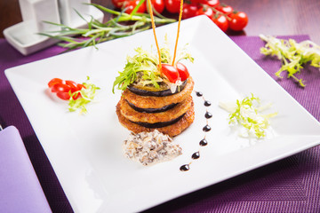 potato pancakes in restaurant