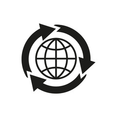 The global solution icon. WWW and browser, development, search, SEO symbol. UI. Web. Logo. Sign. Flat design. App.