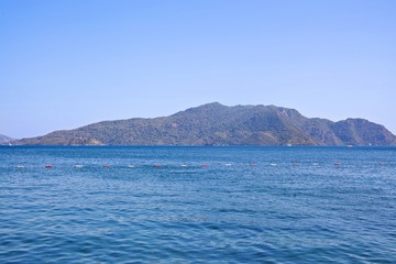 Naklejka premium View of the Aegean Sea and the rocky mountains. Marmaris. Turkey