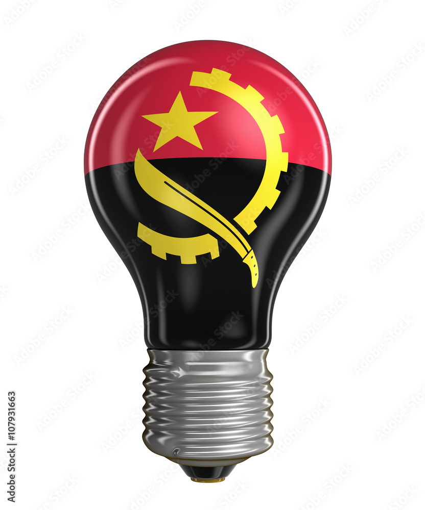 Poster light bulb with angola flag. image with clipping path
