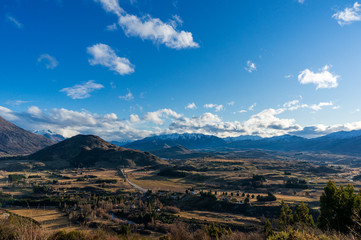 Epic mountain valley landscape. Aerial view