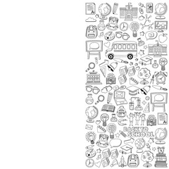 Fototapeta premium Back to School doodle set. Linear icons