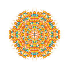 Round ornament style psychedelic 60s of tropical plant and elements