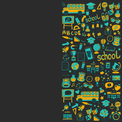 Back to School doodle set. Linear icons