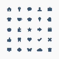 Total everyday vector icon set - 25 different symbols on the light background.
