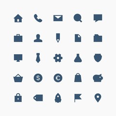 Total business vector icon set - 25 different symbols on the light background.