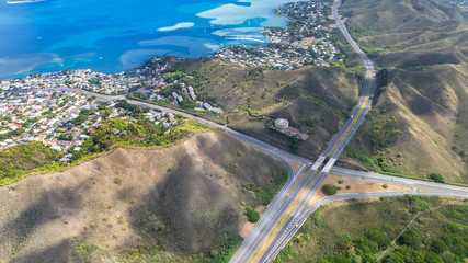 aerial view of highway in hawii