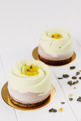 French mousse entremet with chocolate velour