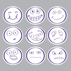 emotions hand-drawn avatars. vector. EPS10.