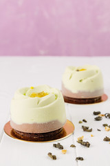 French mousse entremet with chocolate velour