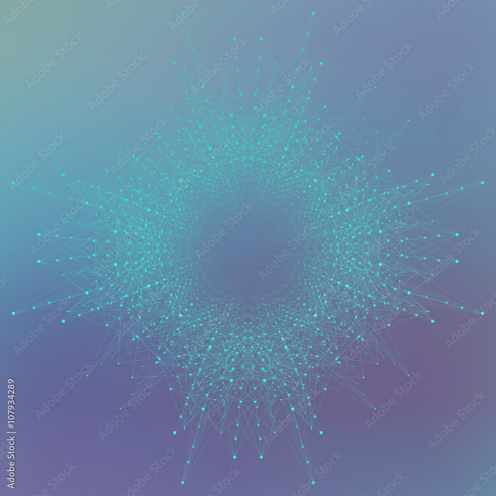 Aufkleber Geometric abstract form with connected line and dots. Graphic background for your design. Vector illustration