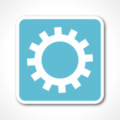 gear blue flat design vector web icon 