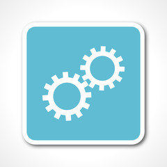  gear blue flat design vector web icon 